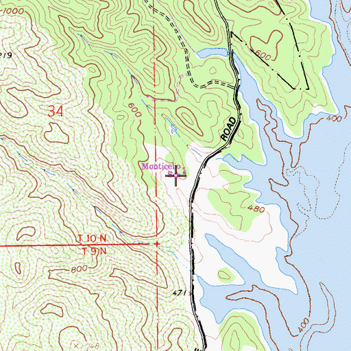 Topographic Map of Monticello Elementary School, CA