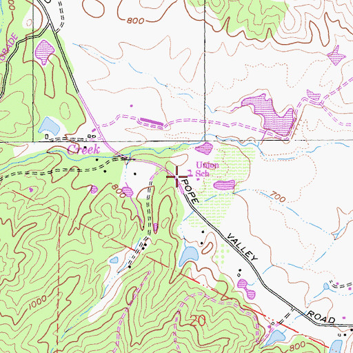 Topographic Map of Pope Valley Elementary School, CA