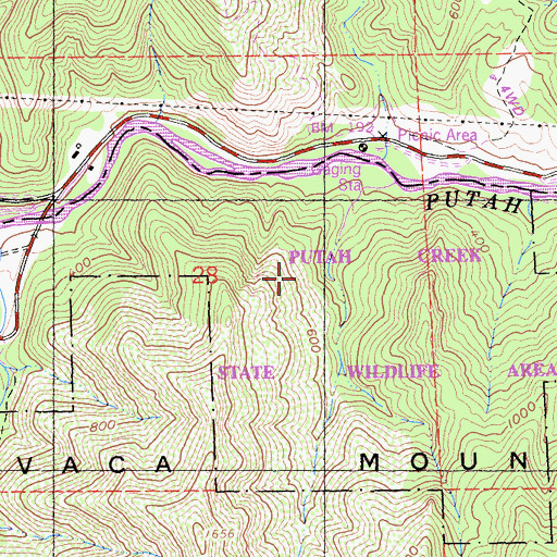 Topographic Map of Putah Creek State Wildlife Area, CA