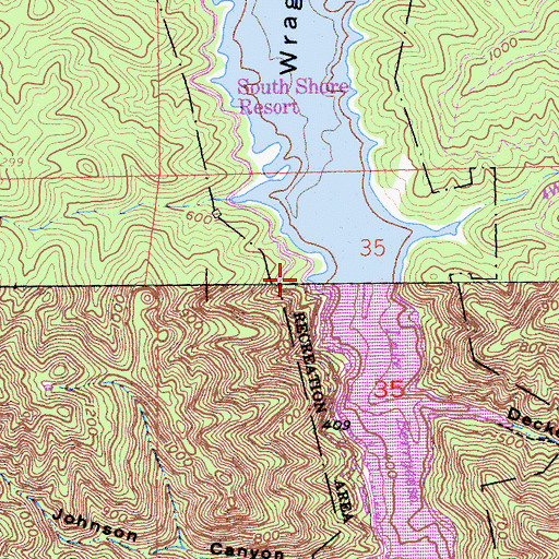Topographic Map of South Shore Resort, CA