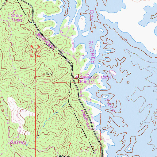 Topographic Map of Oak Shores Park, CA