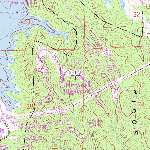 Topographic Map of Berryessa Highlands, CA