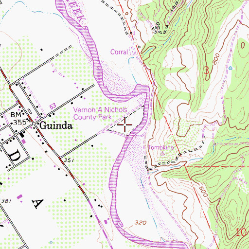 Topographic Map of Vernon A Nichols County Park, CA