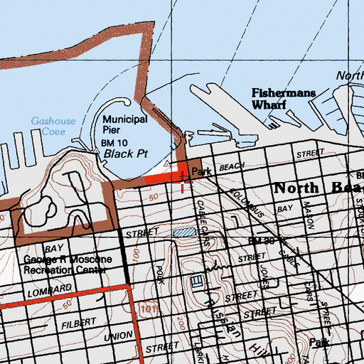 Topographic Map of American Carousel Museum, CA