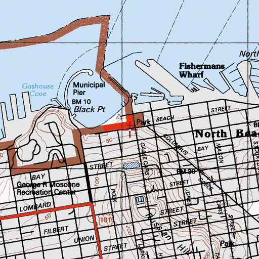 Topographic Map of American Carousel Museum, CA