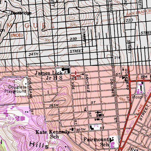 Topographic Map of Bethany United Methodist Church, CA