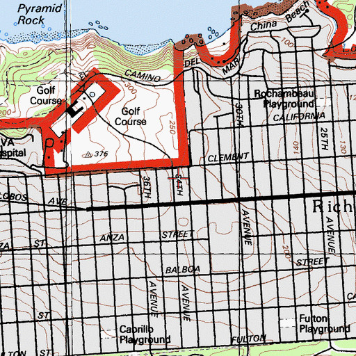 Topographic Map of Pine United Methodist Church, CA