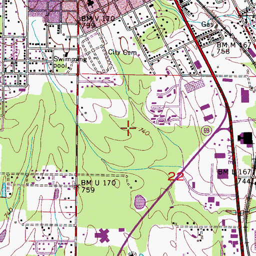 Topographic Map of Cullman Division, AL