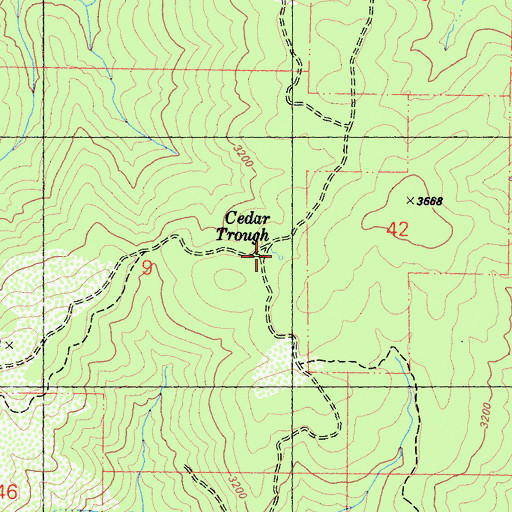 Topographic Map of Cedar Trough, CA
