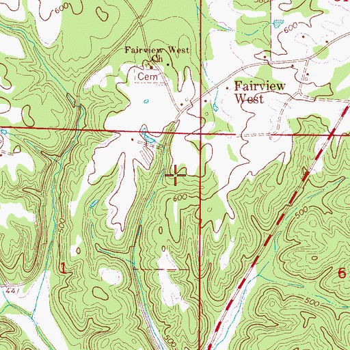 Topographic Map of Hanceville Division, AL