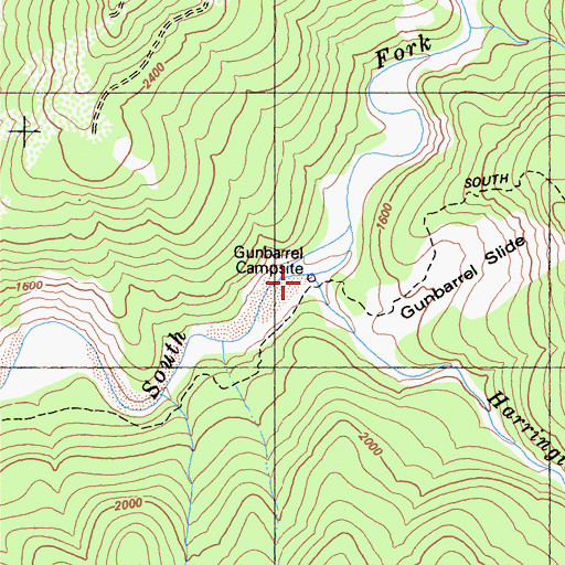 Topographic Map of Gunbarrel Campsite, CA