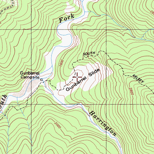 Topographic Map of Gunbarrel Slide, CA