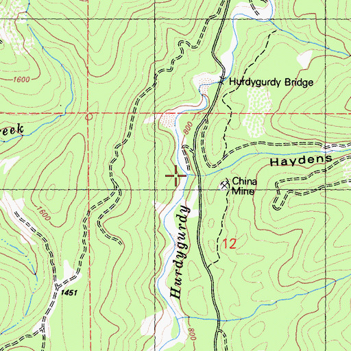 Topographic Map of Haydens Gulch, CA
