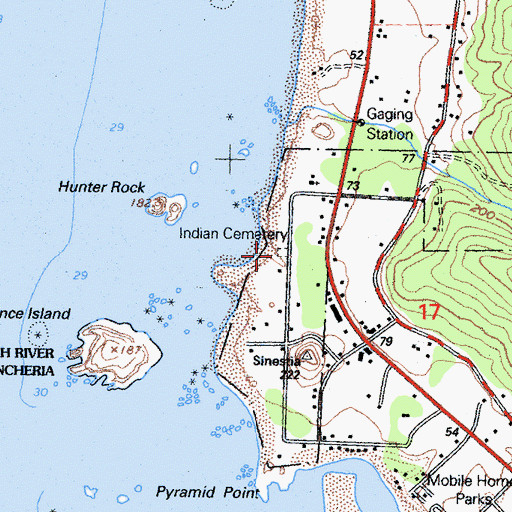 Topographic Map of Indian Cemetery, CA