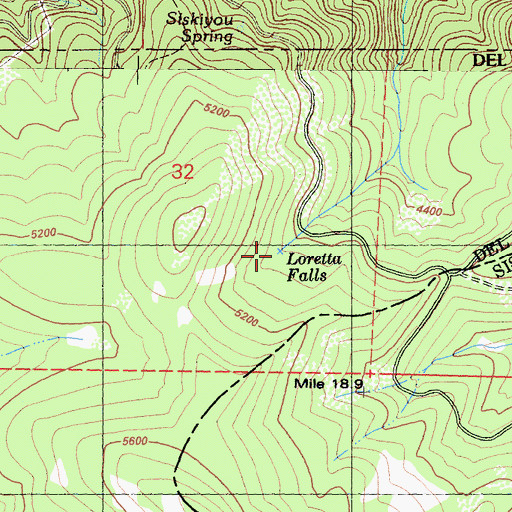 Topographic Map of Loretta Falls, CA