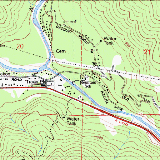 Topographic Map of Mountain Elementary School, CA