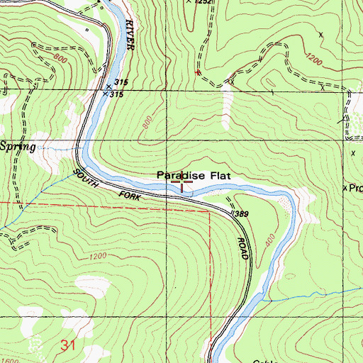 Topographic Map of Paradise Flat, CA