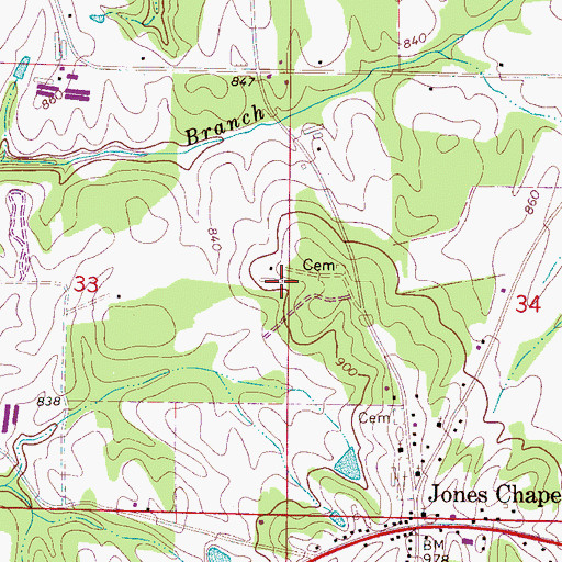 Topographic Map of Jones Chapel Division, AL
