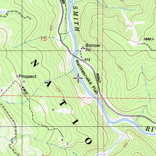 Topographic Map of Rattlesnake Flat, CA