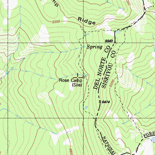 Topographic Map of Rose Camp, CA