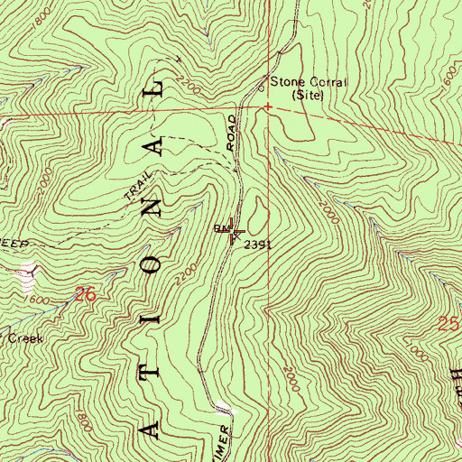 Topographic Map of Stone Corral Lookout (historical), CA