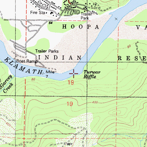 Topographic Map of Turwar Riffle, CA
