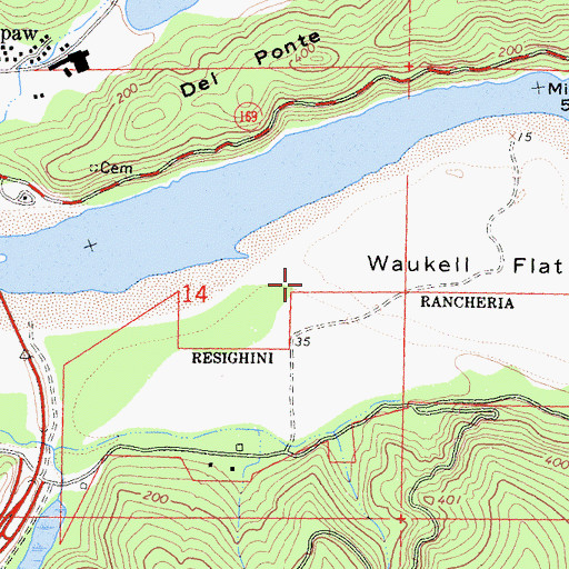 Topographic Map of Waukell Flat (historical), CA