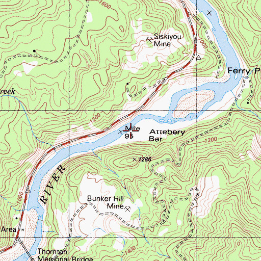 Topographic Map of Attebery Bar, CA