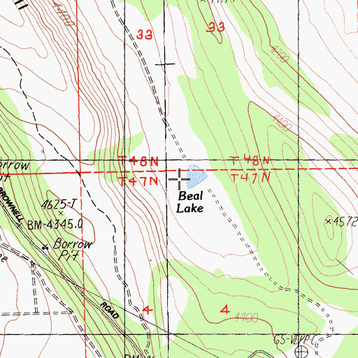 Topographic Map of Beal Lake, CA