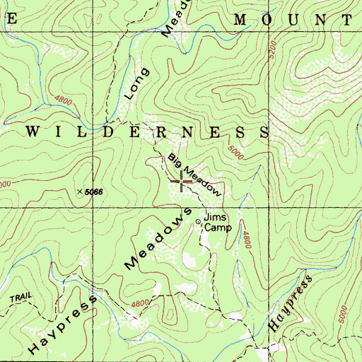 Topographic Map of Big Meadow, CA