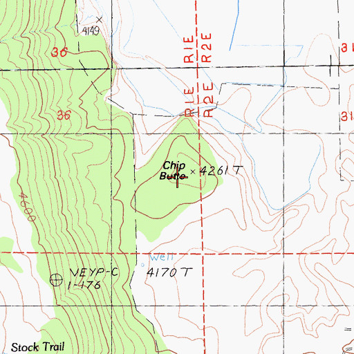 Topographic Map of Chip Butte, CA