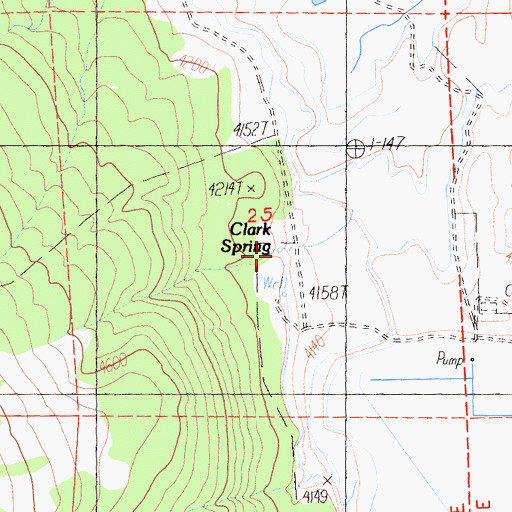 Topographic Map of Clark Spring, CA