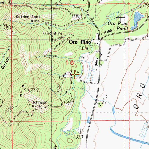 Topographic Map of Custer Ditch, CA