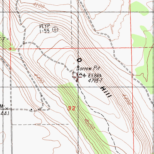 Topographic Map of D Hill, CA