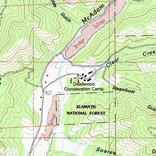 Topographic Map of Deadwood Conservation Camp, CA