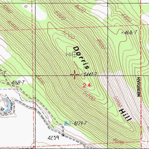 Topographic Map of Dorris Hill, CA