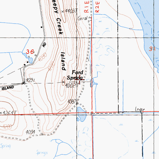 Topographic Map of Ford Spring, CA
