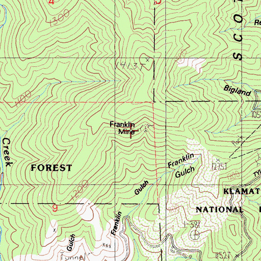 Topographic Map of Franklin Mine, CA