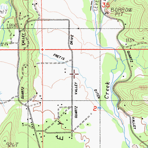 Topographic Map of Fretis Ditch, CA