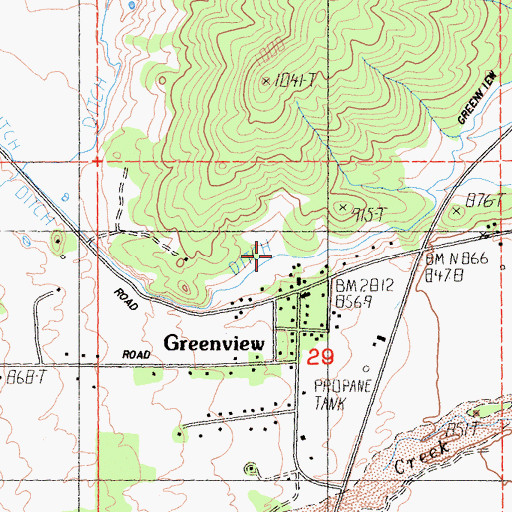 Topographic Map of Greenview Ditch, CA