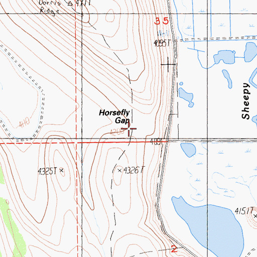 Topographic Map of Horsefly Gap, CA