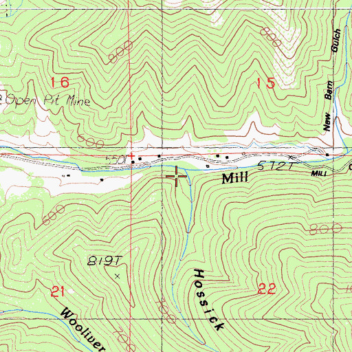 Topographic Map of Hossick Gulch, CA