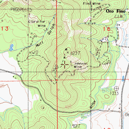 Topographic Map of Johnson Mine, CA