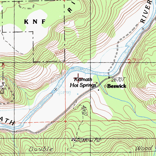 Topographic Map of Klamath Hot Springs, CA