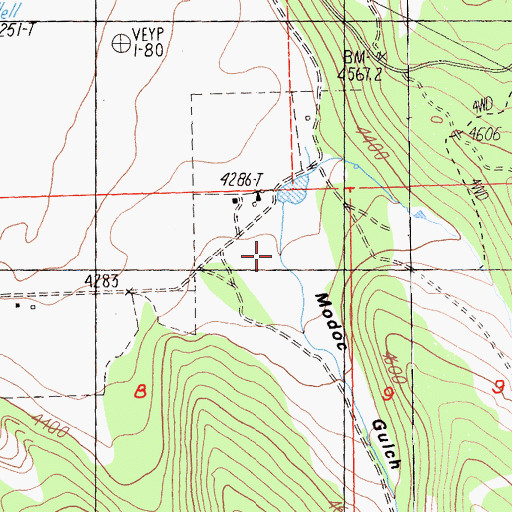 Topographic Map of Modoc Gulch, CA