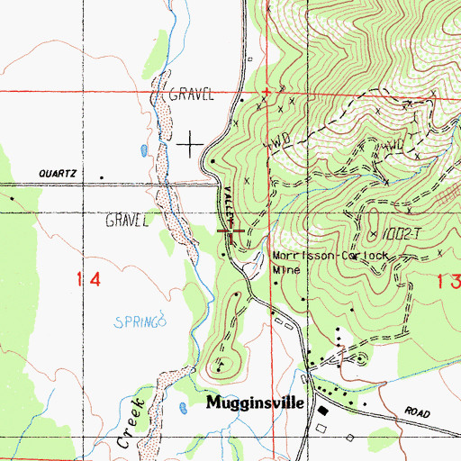 Topographic Map of Morrison-Carlock Mine, CA