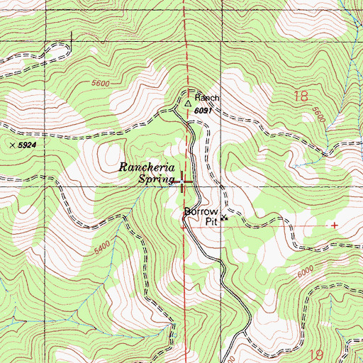 Topographic Map of Rancheria Spring, CA