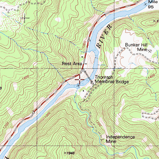 Topographic Map of Thornton Memorial Bridge, CA