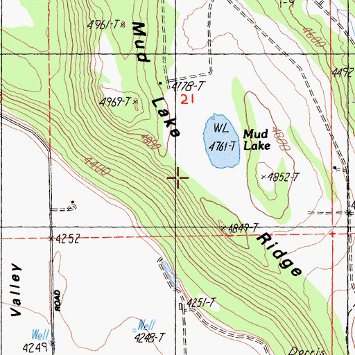 Topographic Map of Mud Lake Ridge, CA