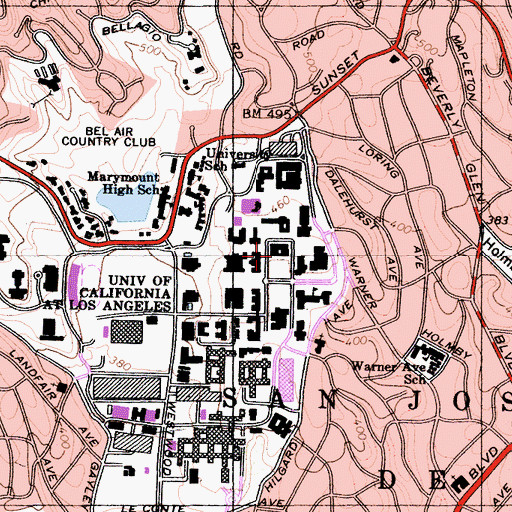 Topographic Map of Perloff Hall, CA